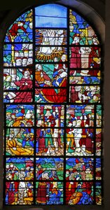 Window depicting Scenes from the life of Saint Barbara, of the Passion and the Transfiguration by French School